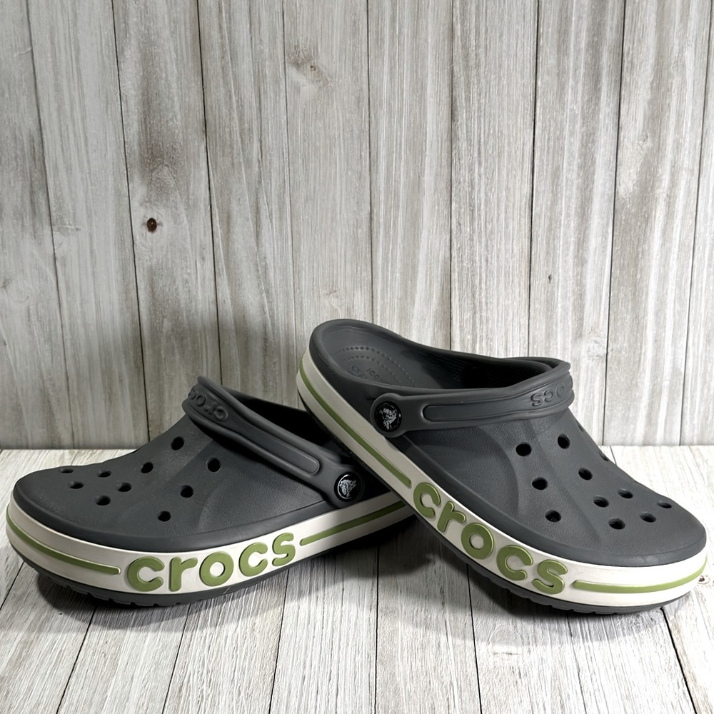 Crocs Bayaband Clogs Slip On Shoes Sandals Charcoal Green Women’s Size 8